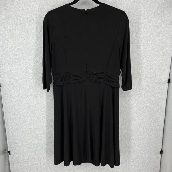 CJ Banks Faux Wrap Dress Size 1X Black Ruched Waist Half Sleeve Stretch Knit NEW - Picture 4 of 13